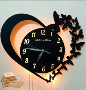 heart shape wodden clock