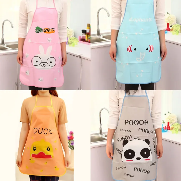 Waterproof Women’s Cartoon Kitchen Aprons for Restaurant Cooking