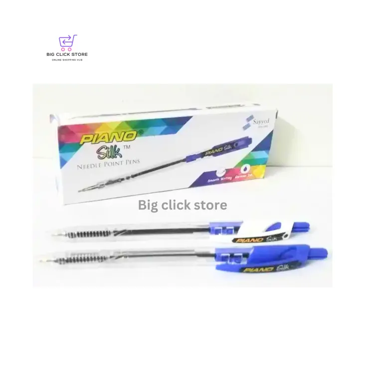 Pack of 10 Blue Pens Piano Silk Needle Point Ball Pen