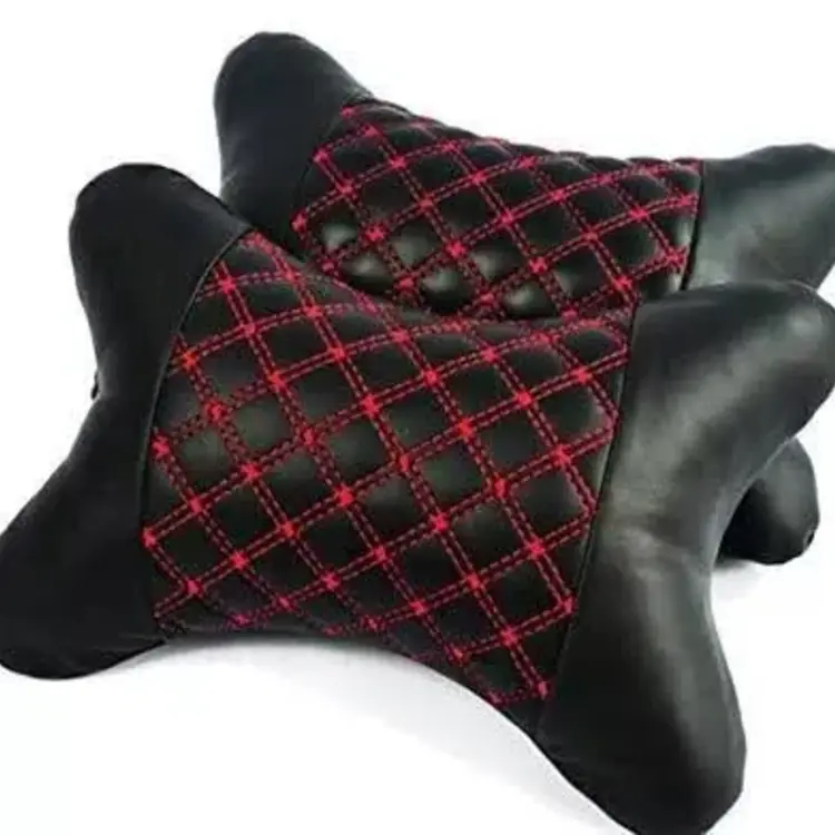 Dual Sided PU Leather Car Neck Pillows Set of 2
