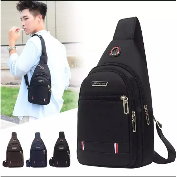 Men’s Casual Crossbody Sling Bag with 3 Zipper Compartments