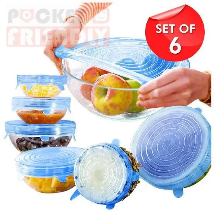 6 Pack Silicone Stretch Seal Lid for Vacuum Food Storage Box