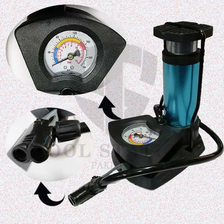 Foot and Hand Air Pump with Pressure Gauge Fast and Portable