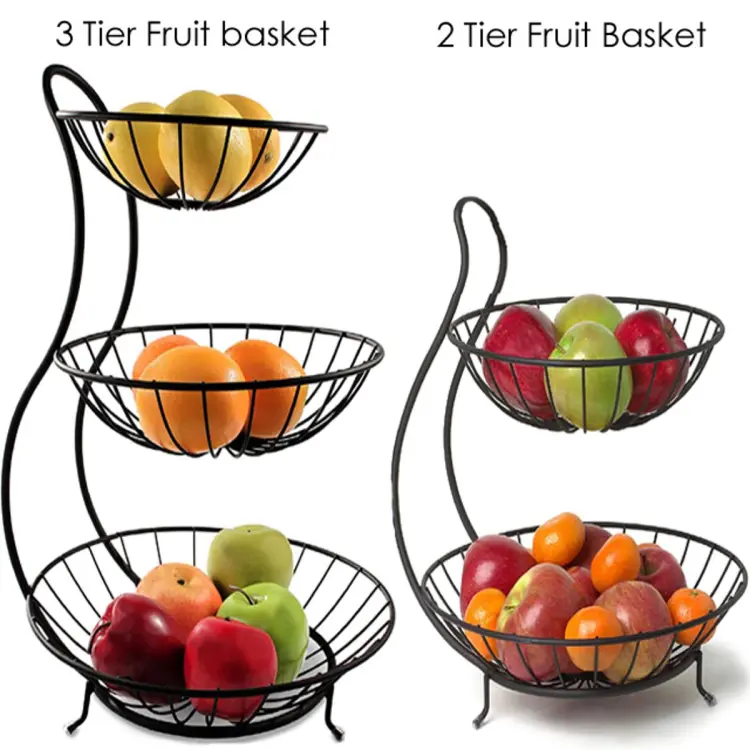 Black Kitchen Counter Rack Store Fruits and Vegetables