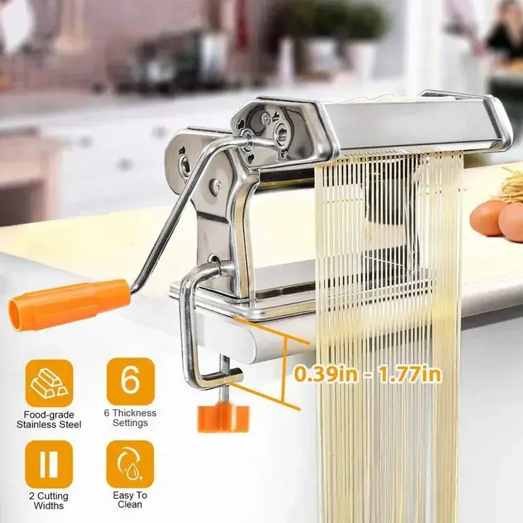 Stainless Steel Noodle Machine Efficient Pasta and Noodles Maker 9 Adjustable Thickness