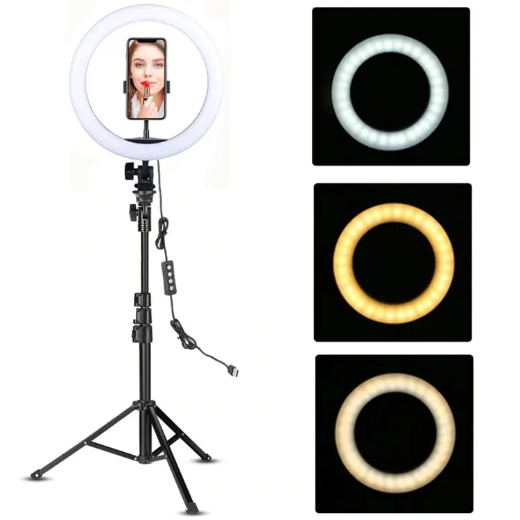 Professional R K 26 CM Ring Light 7 ft Stand Phone Holder & 3 Shades Ideal for Tik Tok & YouTube