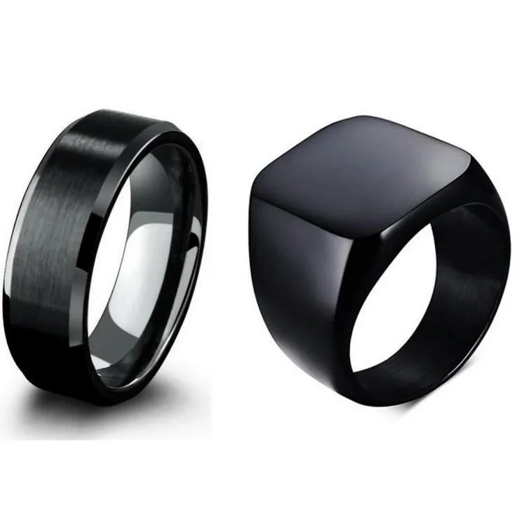 Black Titanium Ring Set with Men’s A Stylish Duo for Men