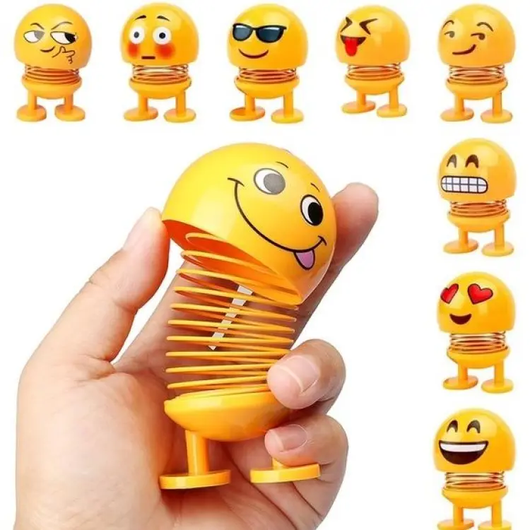 Six Pack of Mini Smiling Face Emoji Spring Dolls
