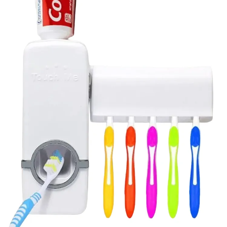 White Toothpaste Brush Holder Set Automatic for Home and Bathroom Use