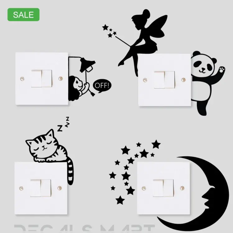 Vinyl Cartoons Switch Board Wall Stickers Pack of 5