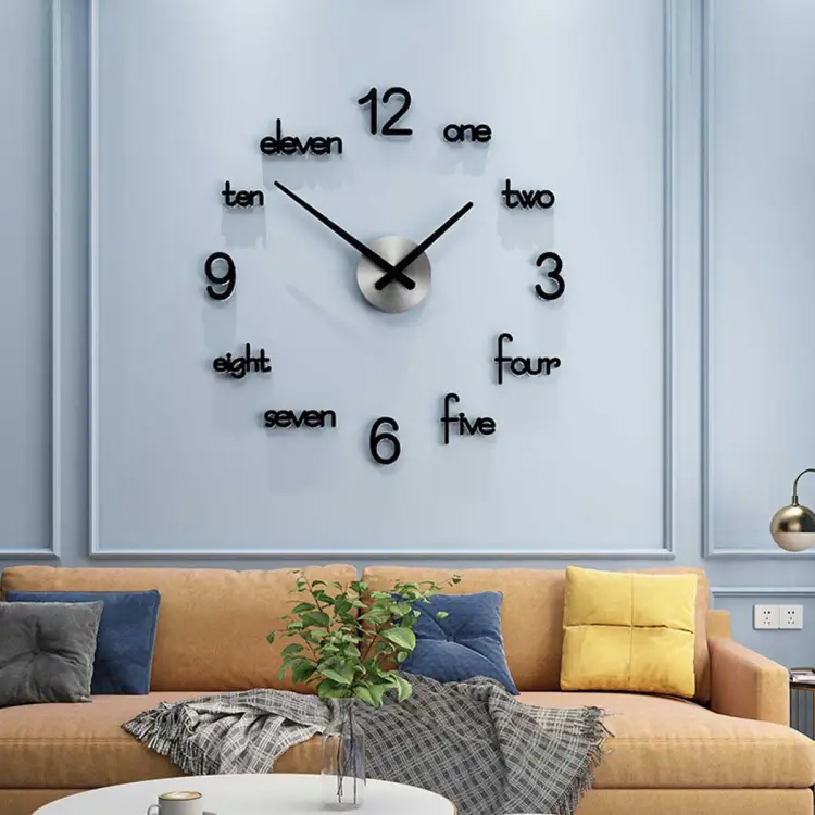 Ticking Wooden Wall Clock DIY Quartz Fashion Watch for Home Decor