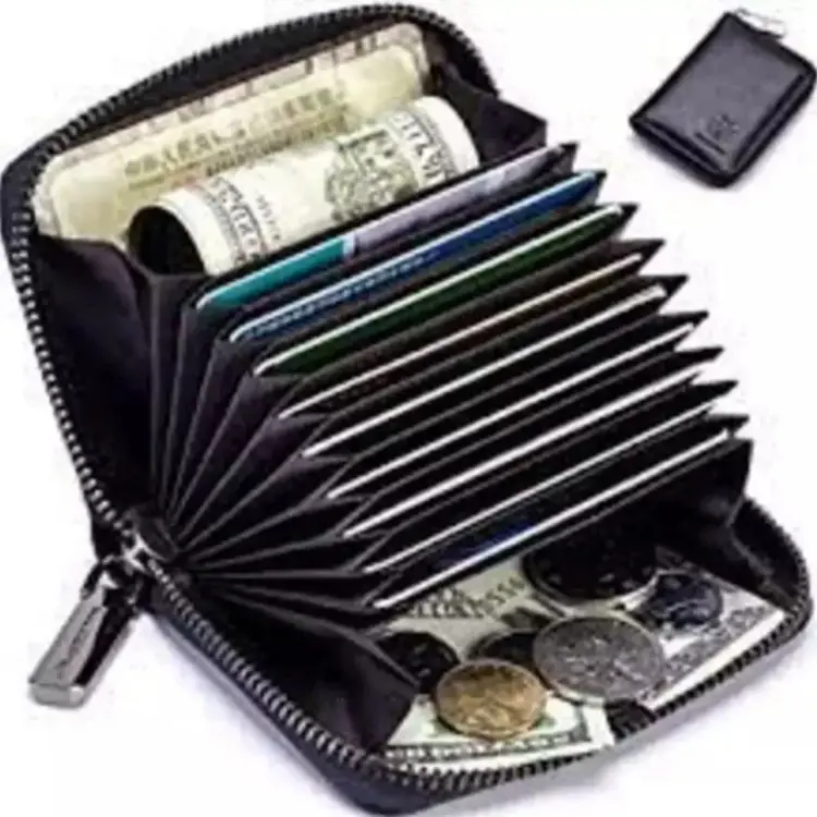 Zip Card Wallet Genuine Leather Minimalist Men’s Purse