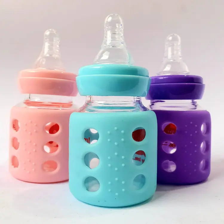 Baby feeder Glass with safety cover multicolor