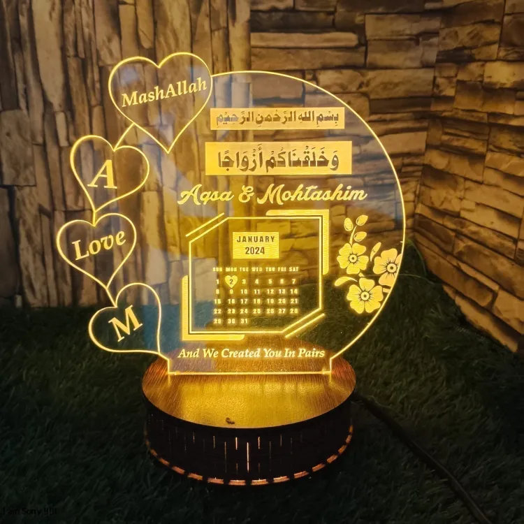 Personalized 3D Calendar Lamp for Home Decor