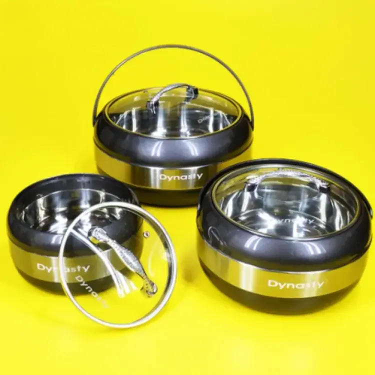DYNASTY Fancy Hot Pots Set 3 Piece Collection with Glass Lid