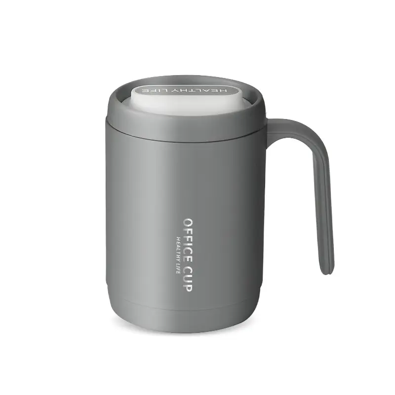 1pc Grey PP Liner Drinking Cup Large Capacity Portable Covered Perfect for Office Kitchen and Travel