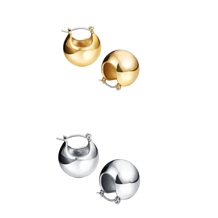 Women’s Fashion Half Ball Shape Dangle Earrings Golden Silver