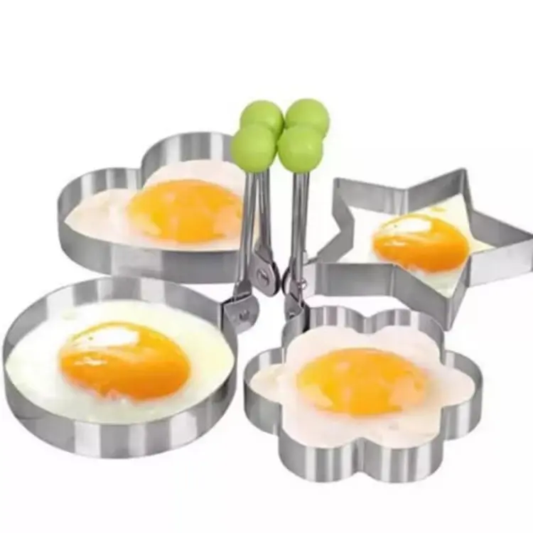 Egg Mold Ring 4pcs Pancake Shapes in a Stainless Cooker