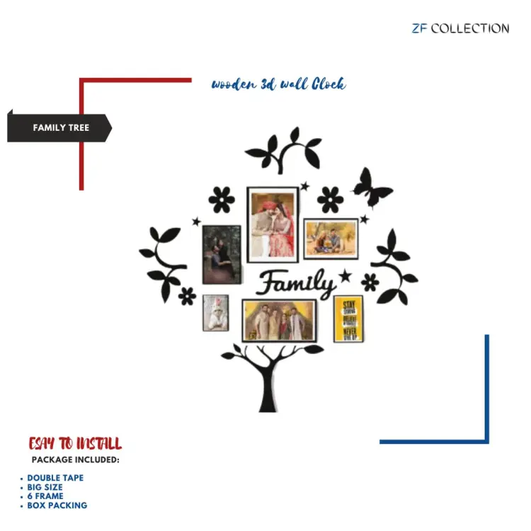 Contemporary Wooden Family Tree Photo Frame