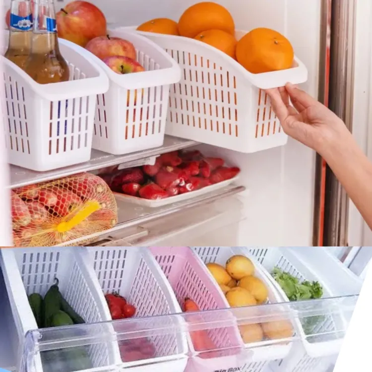 Fridge Baskets Maximize Space with Set of 4 and 2 Storage Boxes