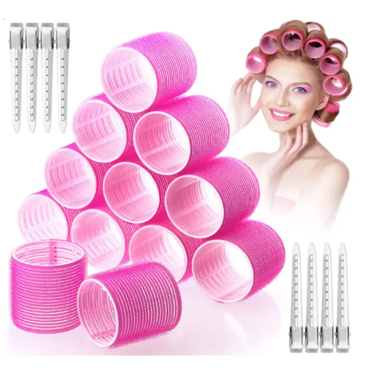 Pack of 6 Hair Rollers & Curlers Cling Plastic