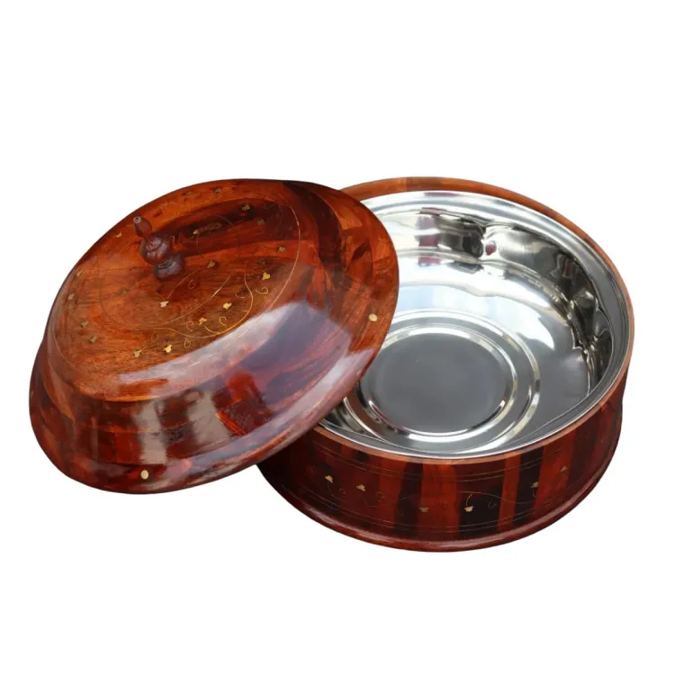 Handmade Wooden Hot Pot Stainless Steel Container and Kitchen Accessories
