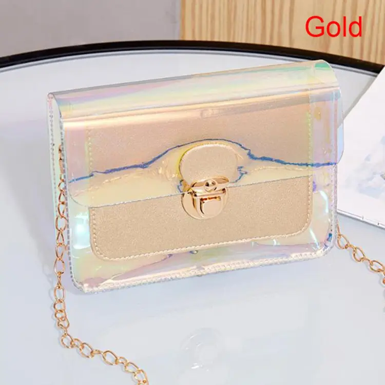 Women Clear PVC Jelly Clutch Bag Transparent Tote for Casual Shoulder Handbag