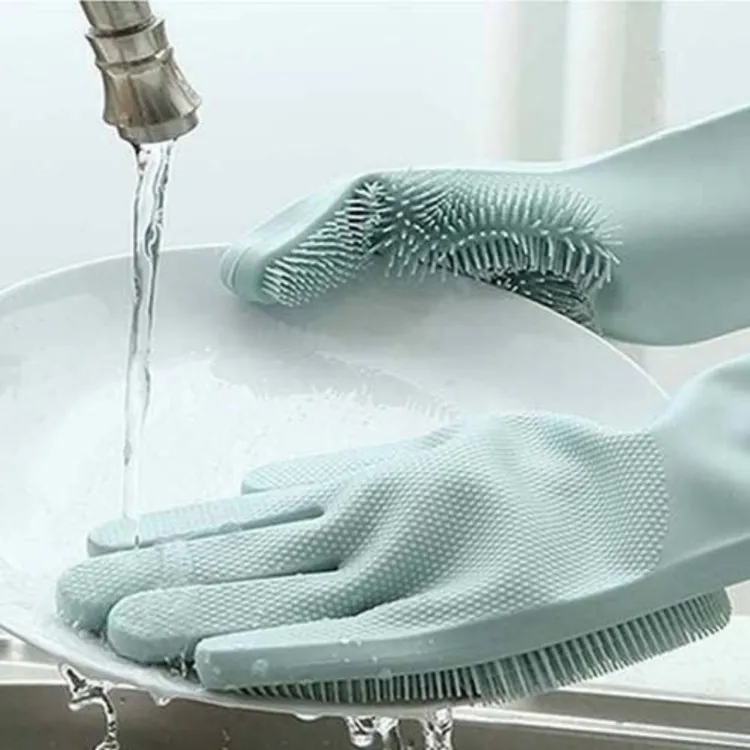 Magic Washing gloves with scrubber silicon gloves