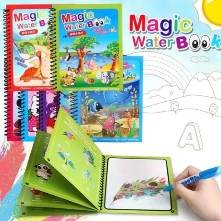 Magic Water Drawing Book Reusable Coloring Doodle Activity Book for kids