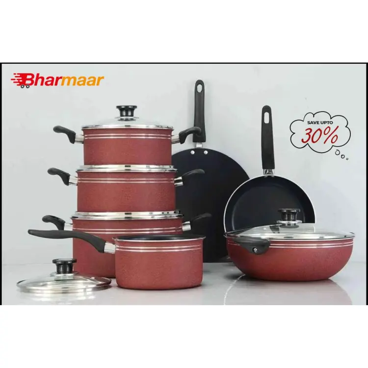 Non Stick Cookware Set 15 Pcs Double Coated for Effortless Cooking