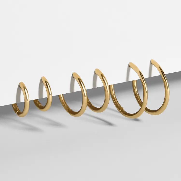 Stainless Steel Chunky Circle Gold Color Small Hoops Earring For Girls