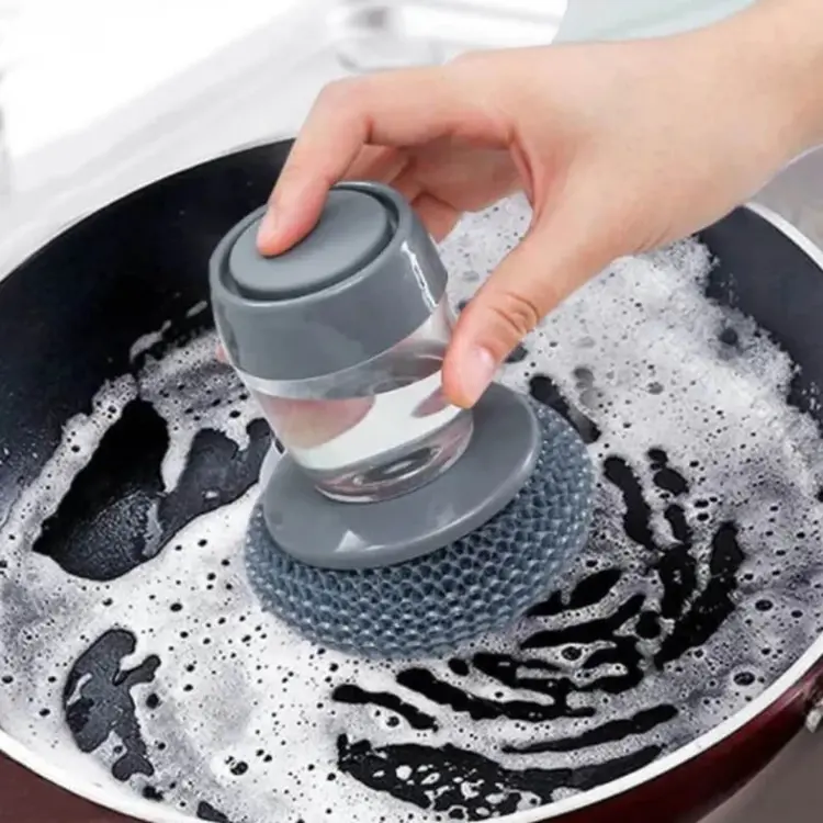 2 in1 Soap Dispenser & Cleaning Brush for Effortless Dishwashing