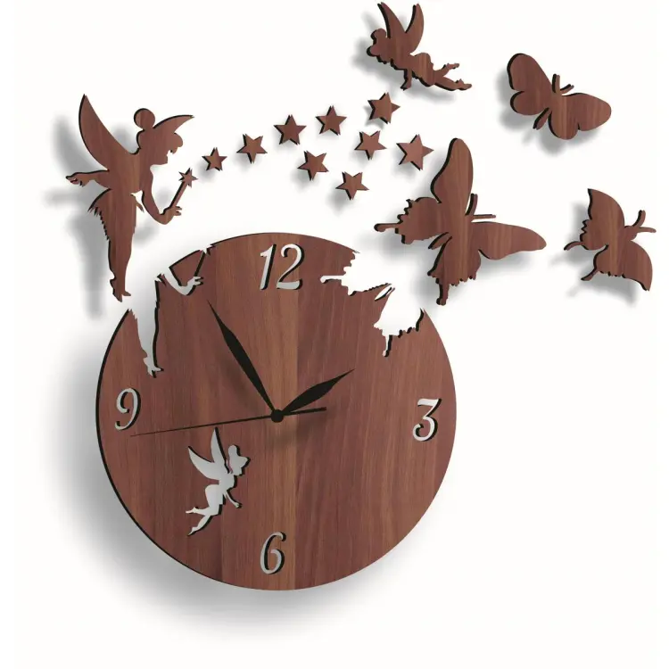 Wooden Wall Clock Exquisite 3D Laser Cut Design
