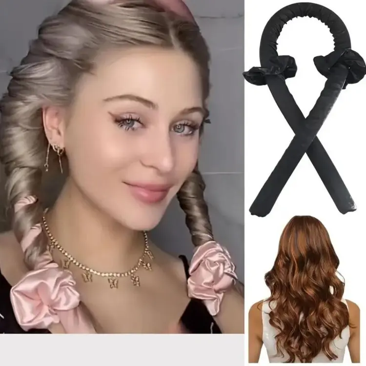 Woman Headband Curler for Soft and Shiny Heatless Curls