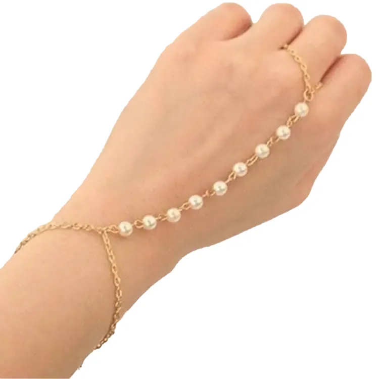 Beautiful Chain Hand Faux Pearl Finger Link BRACELET FOR GIRLS