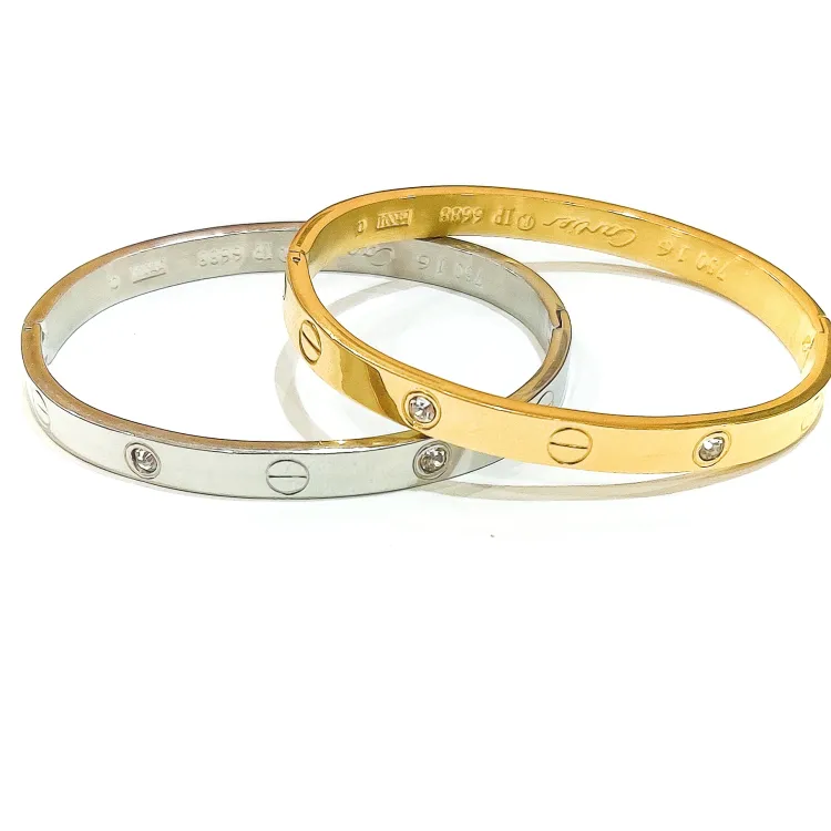 Beautiful Shiny Yellow Gold Silver Bracelet Kara For Women