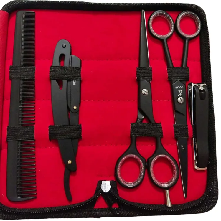 Hairdressing Double Black Scissors Set For Hair Cutting Salon Tool And Personal Use