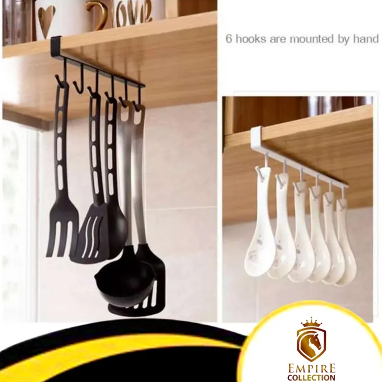 6 Hooks Metal Hanger For Kitchen Mug Cup Other Storage Rack