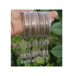 Silver Steel 24 Pcs Bangles