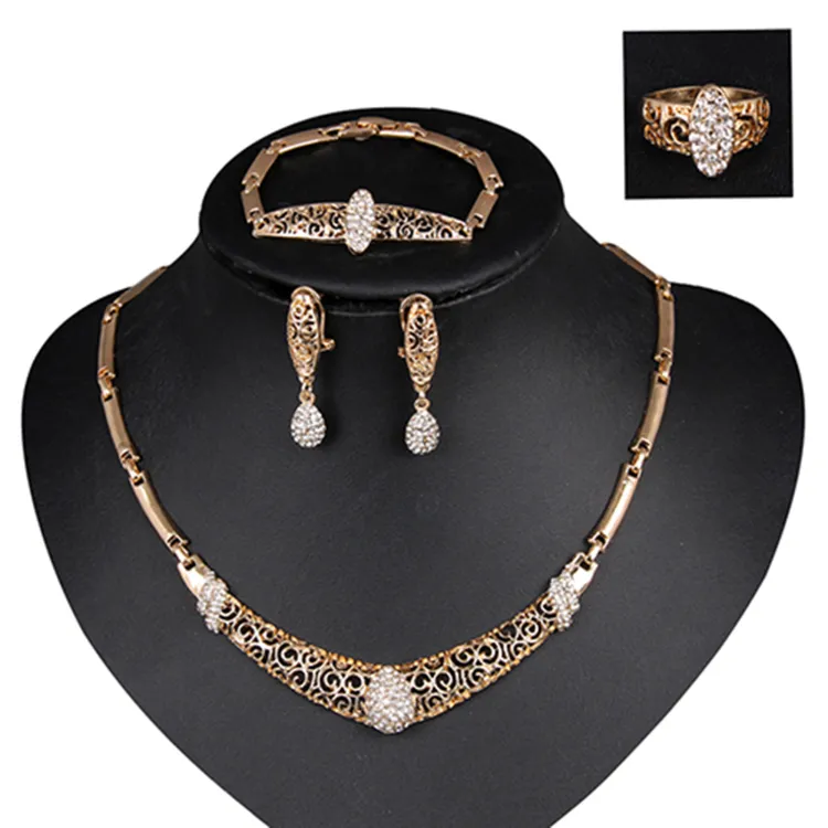 Waterproof Necklace Ring Earrings Bracelet Set Women