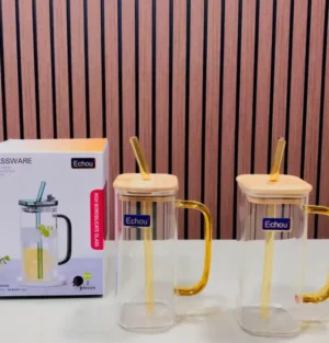 juice Glass lid Straw