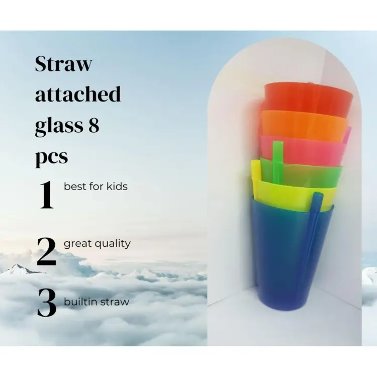 8 beautiful plastic drinking straw glass for kids & babies